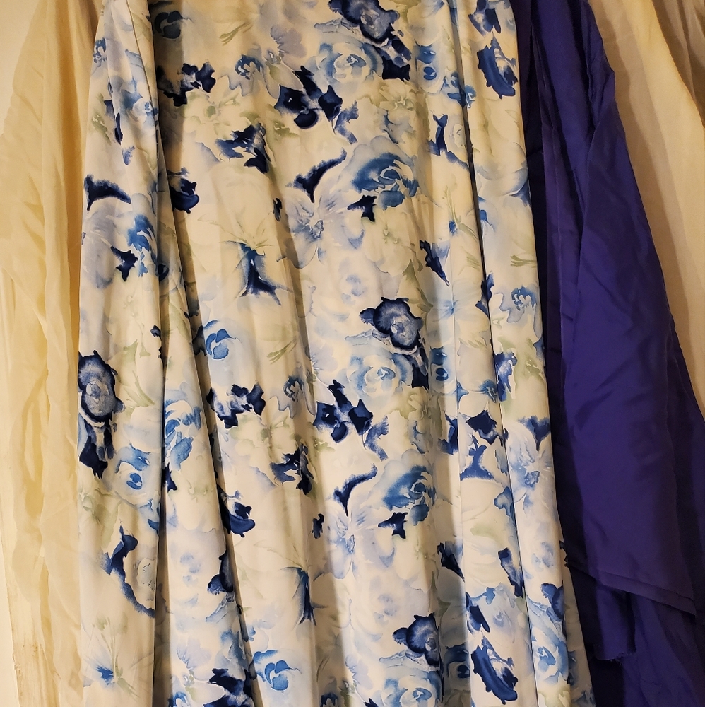 Long white and blue floral skirt